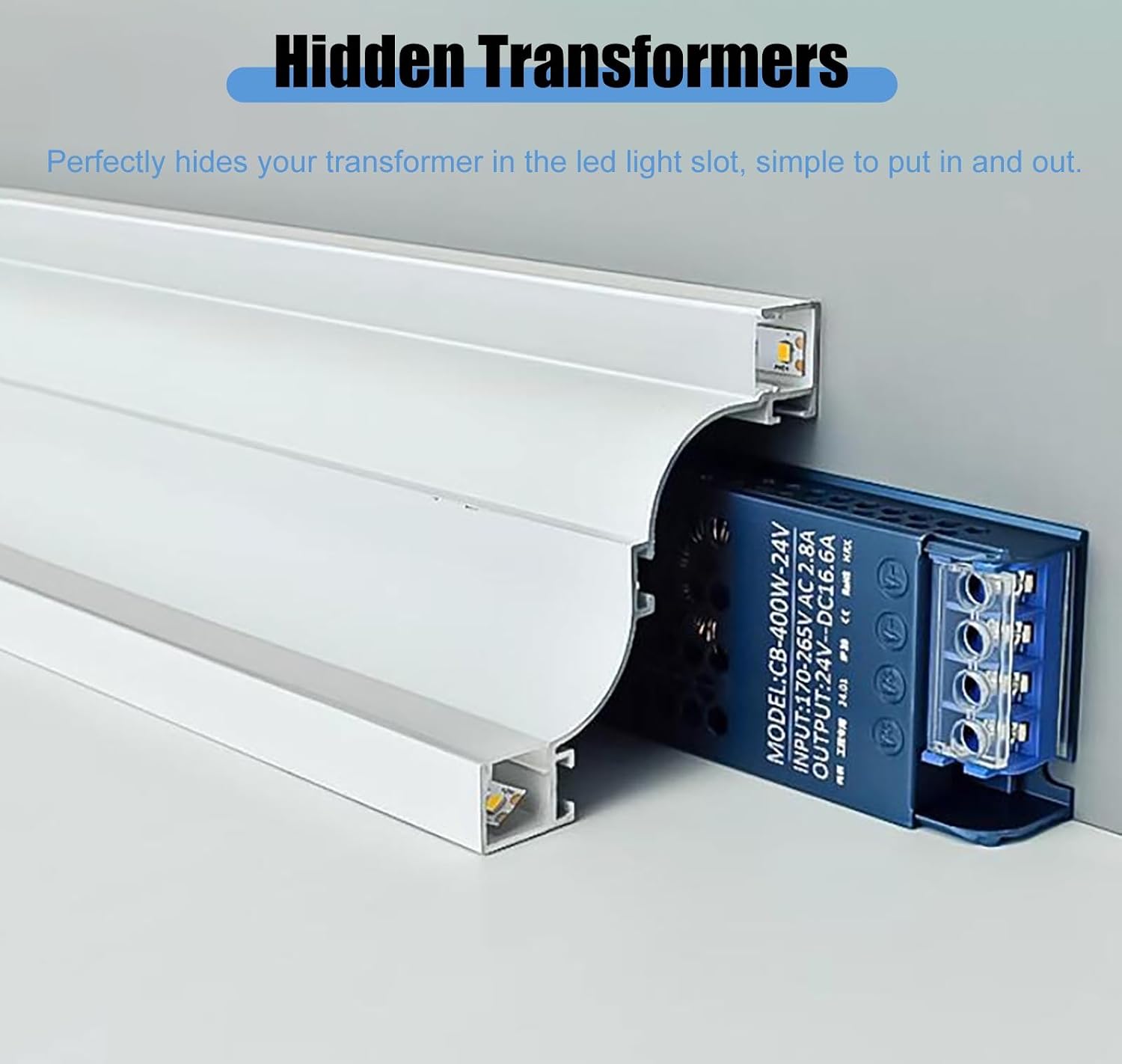Crown Molding Lighting LED Channel, Baseboard Lighting Trim Profile for Led Strip, Surface Mounted Indirect Lighting Aluminum Channel for Hallway(2.2m/7.2ft)