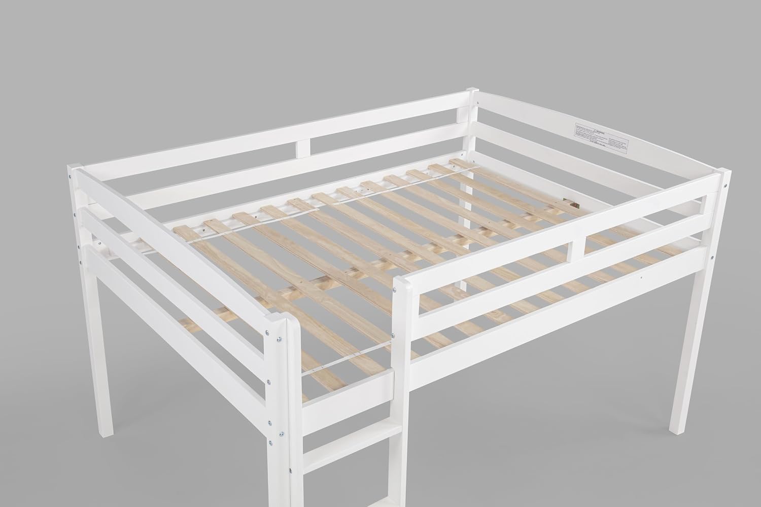 Tribeca Wood Low Loft Bed Frame / 14 Wood Slats Support/No Box Spring Necessary/Easy Assembly/Twin - White