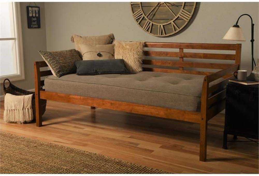 Kodiak Furniture Twin Size Daybed with Wooden Slats in Wood, in Brown, No Box Spring Needed, Easy Assembly