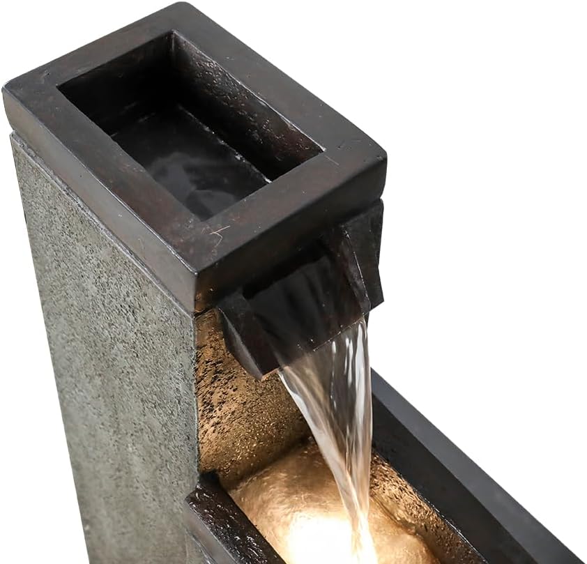 Modern Floor-Standing Water Fountain 39.3' High, Indoor Outdoor Water Fountain with Lights for Home, Garden, Patio Decor