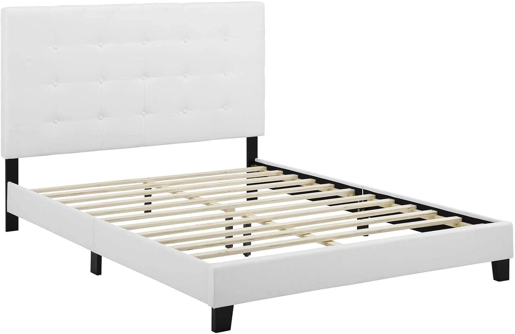 Modway Melanie Tufted Fabric Upholstered King Platform Bed in White