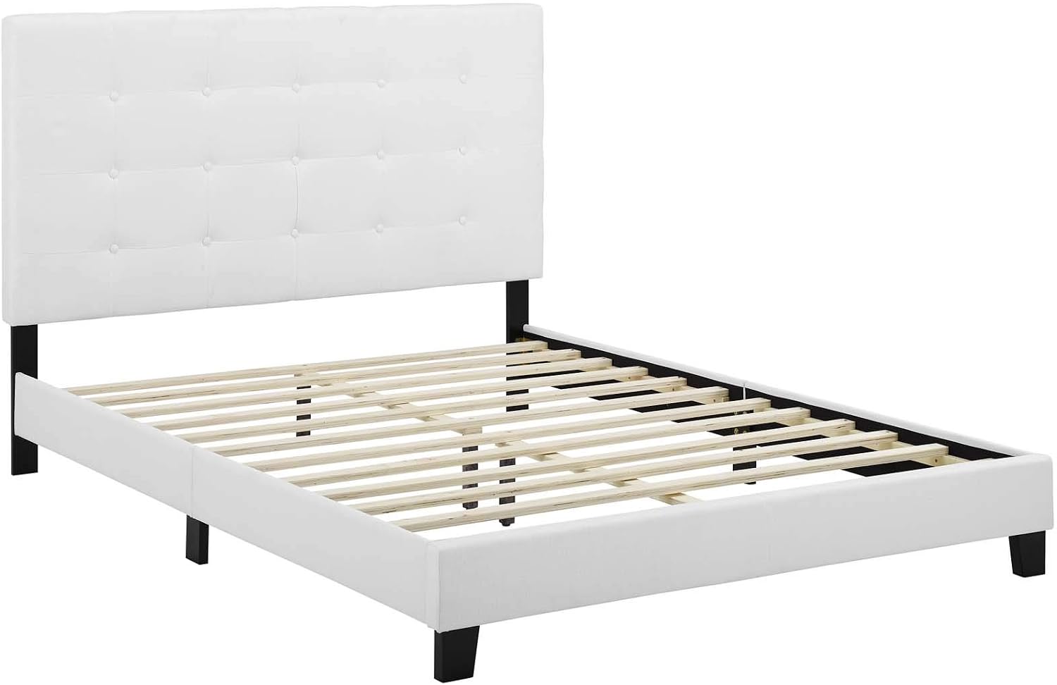 Modway Melanie Tufted Fabric Upholstered King Platform Bed in White