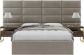 Vänt Upholstered Wall Mounted Velvet Headboard Panels - Elizabeth Layout - 120' X 46'- Configuration of 16 Individual Panels - Recommended for Queen-Full - Velvet/Sand Storm