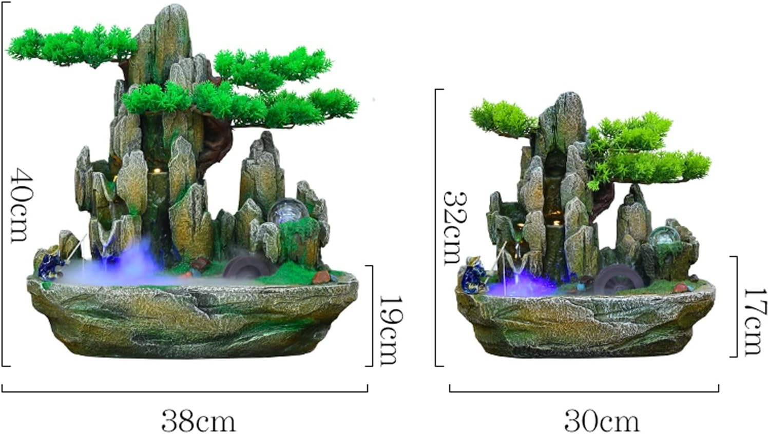 Indoor Water Feature,Ornaments Tabletop Fountain, Waterfall, Chinese Artificial Tree(L)