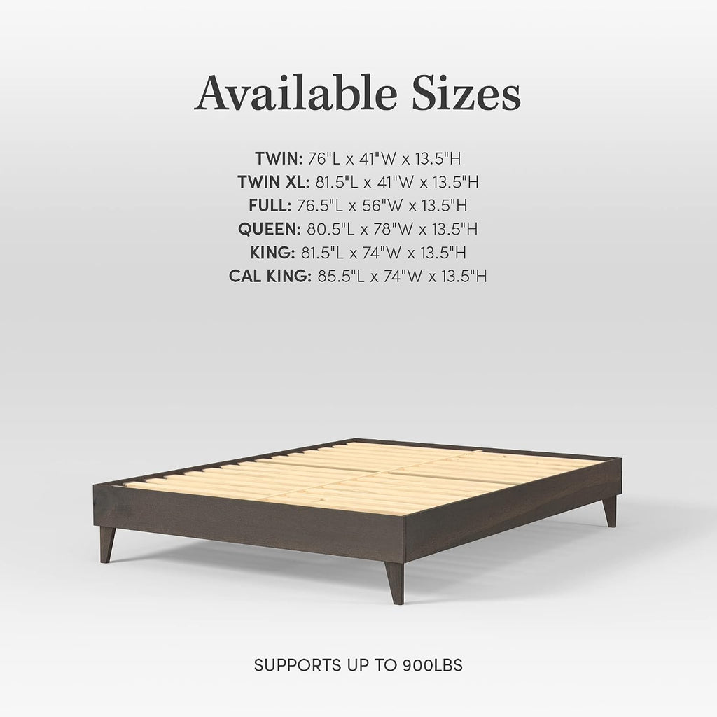CARDINAL & CREST Wood Bed Frame - Made with 100% New Zealand Pine - Solid Mattress Platform Foundation Pressed Pine Slats - Easy Assembly - Queen - Grey Barn Wood