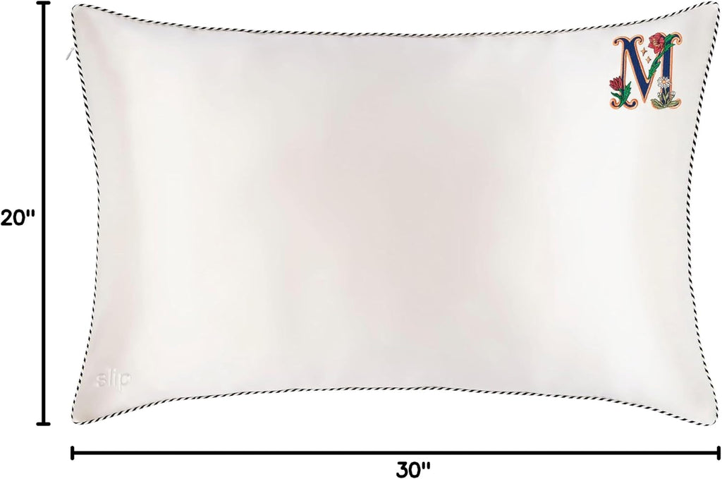 slip The Original Queen Pure Silk Pillow Case - 100% Pure 22 Momme Mulberry Silk - Queen Standard Size - Anti-Aging, Anti-BedHead, Anti-Sleep Crease, Initial Collection: Letter M (20' x 30')