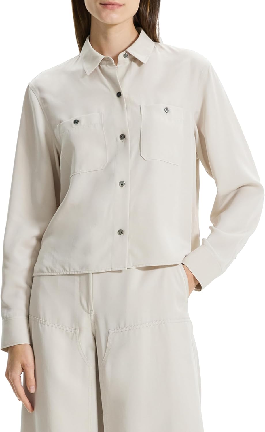 Theory Women's Long Sleeve Boxy Pocket Shirt