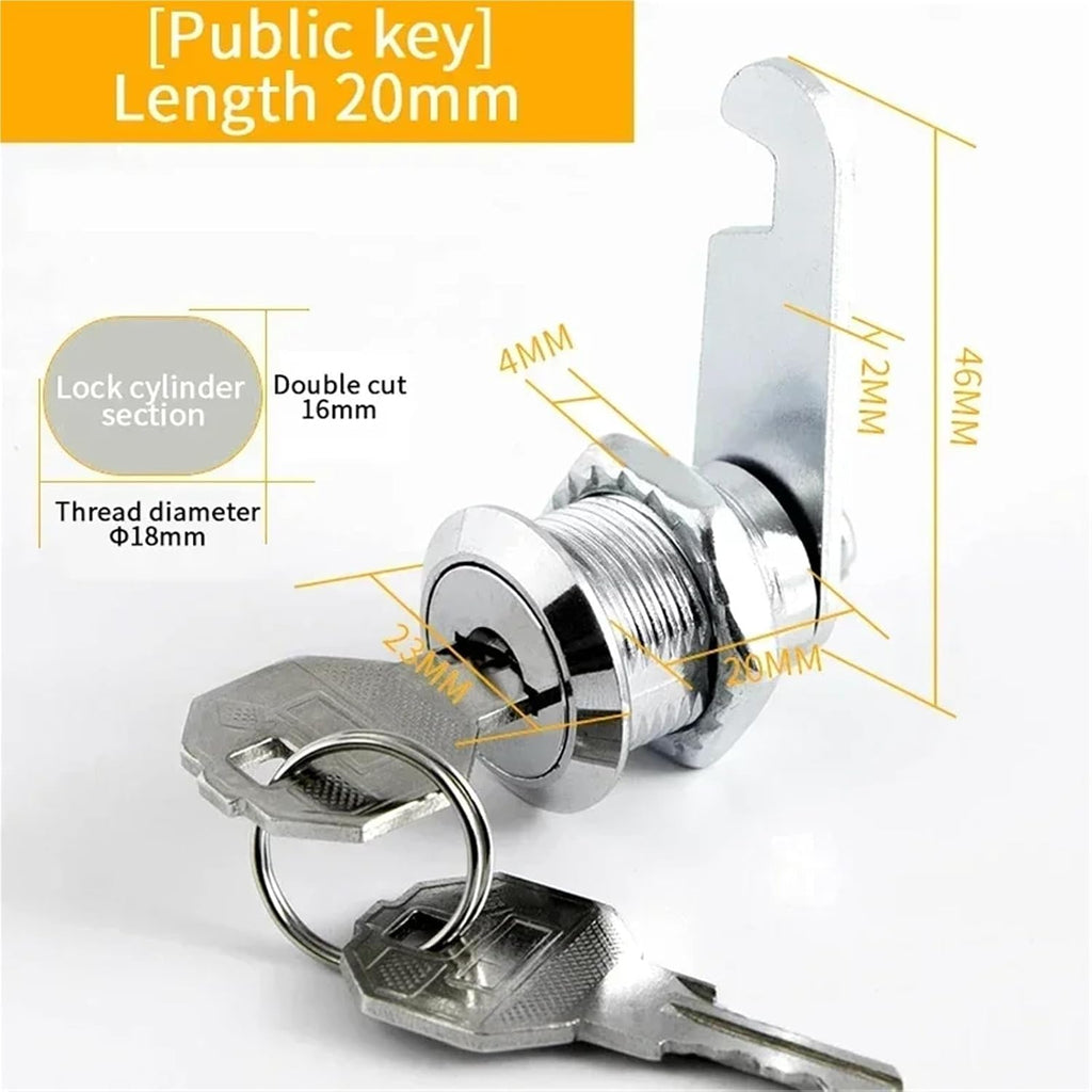 5/20 Sets Drawer Lock with Keys Furniture Hardware Cam Lock for Mailbox 16MM/20MM/25MM/30MM(Black,20 Sets)