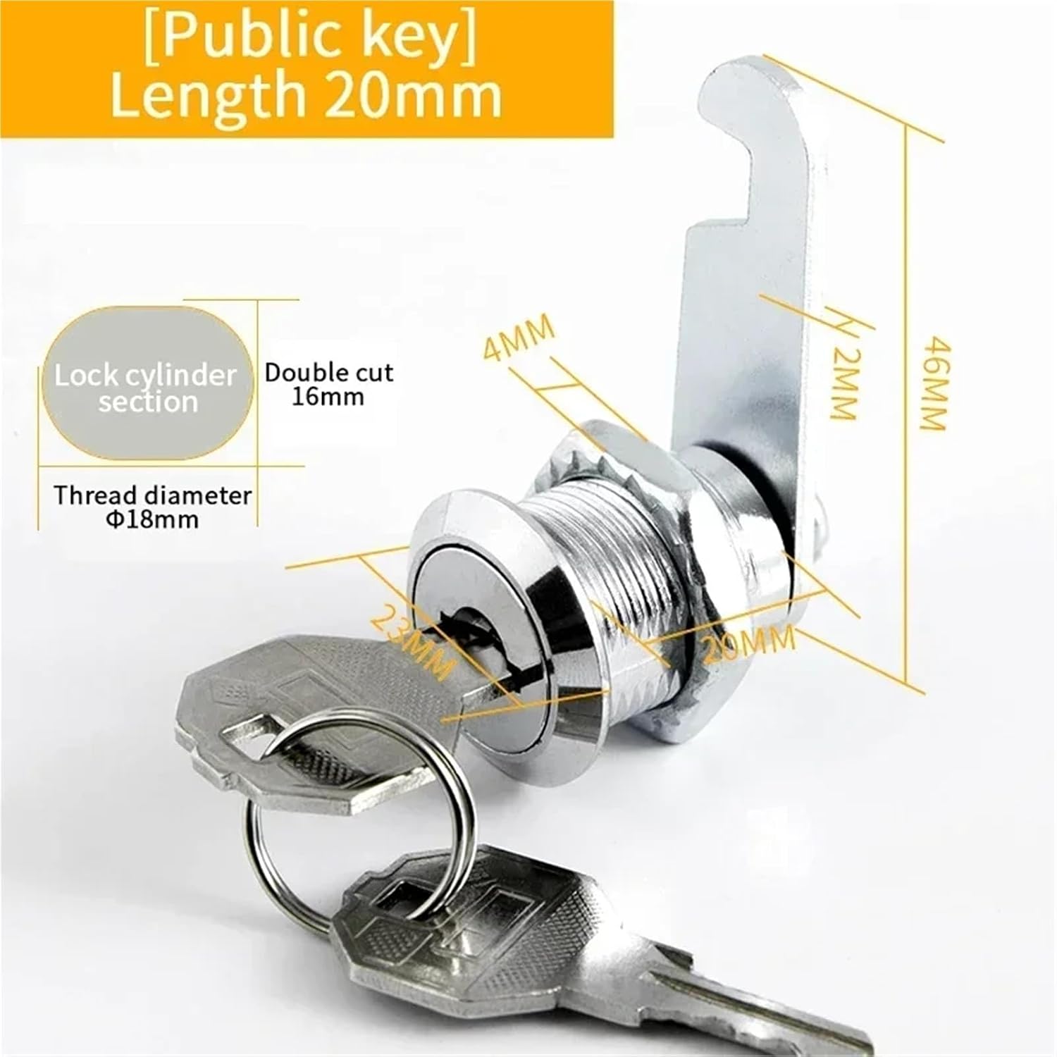 5/20 Sets Drawer Lock with Keys Furniture Hardware Cam Lock for Mailbox 16MM/20MM/25MM/30MM(Black,20 Sets)