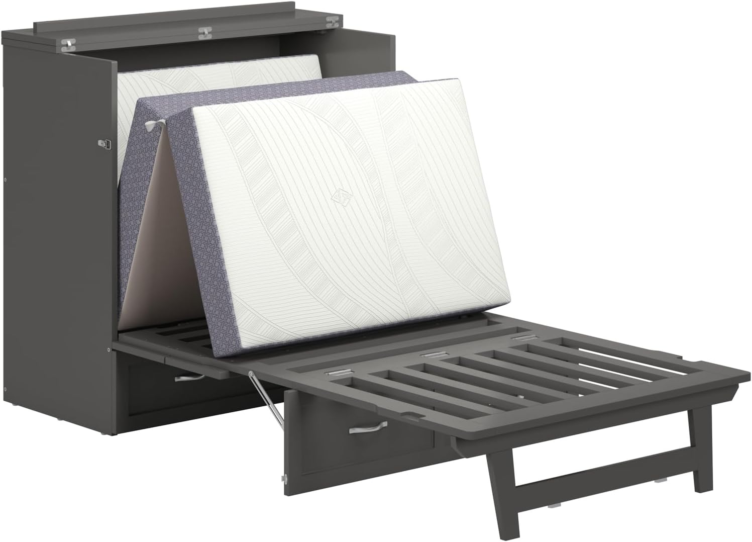 AFI, Northfield Murphy Bed Chest Twin XL with 6' Mattress, Storage Drawer & Built-in USB Charger, Grey