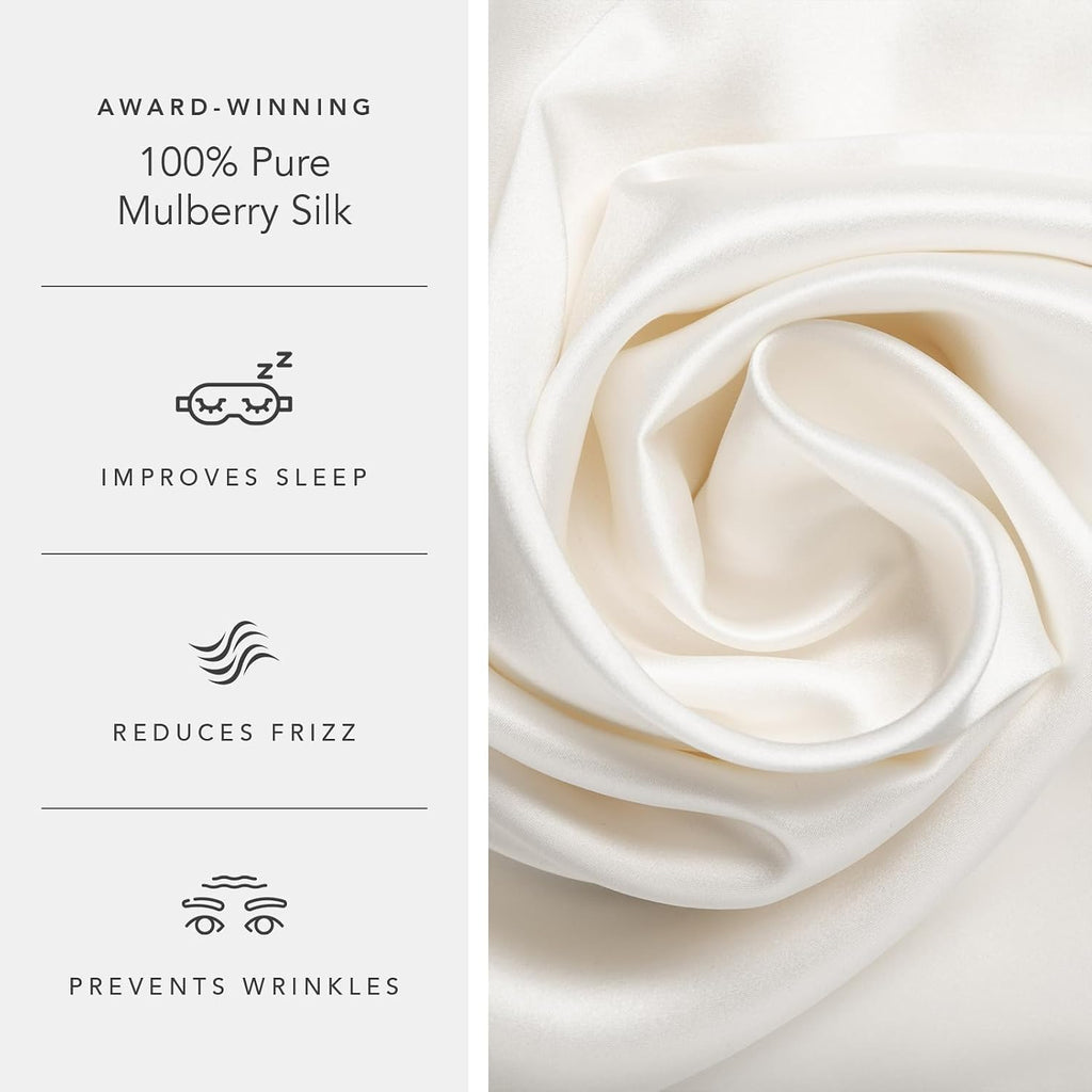 Fishers Finery 30mm 100% Pure Mulberry Silk Pillowcase 2 Pack, Quality Tested (White, Queen, 2 Pack)