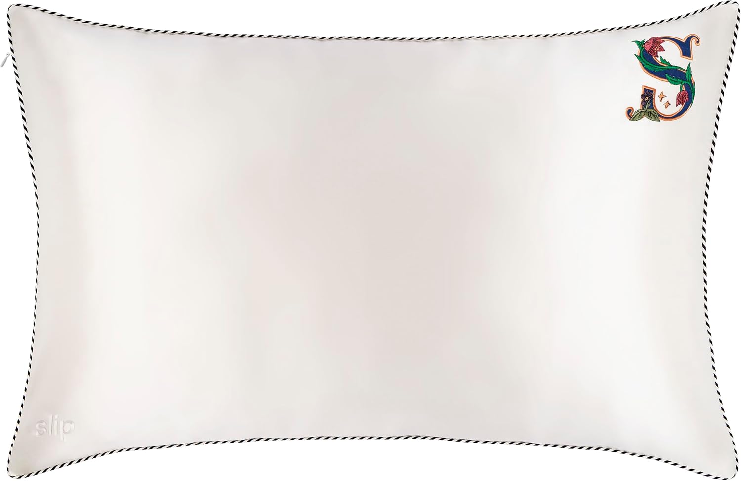 slip The Original Queen Pure Silk Pillow Case - 100% Pure 22 Momme Mulberry Silk - Queen Standard Size - Anti-Aging, Anti-BedHead, Anti-Sleep Crease, Initial Collection: Letter S (20' x 30')