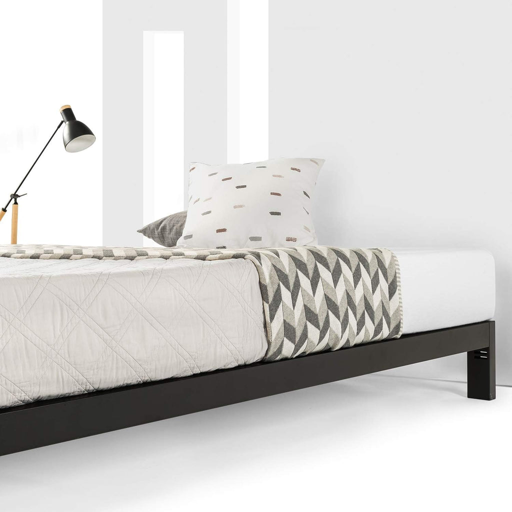 Mellow 10 inch Heavy Duty Metal Platform Bed/Wooden Slat Support/Mattress Foundation(No Box Spring Needed), Full, Black