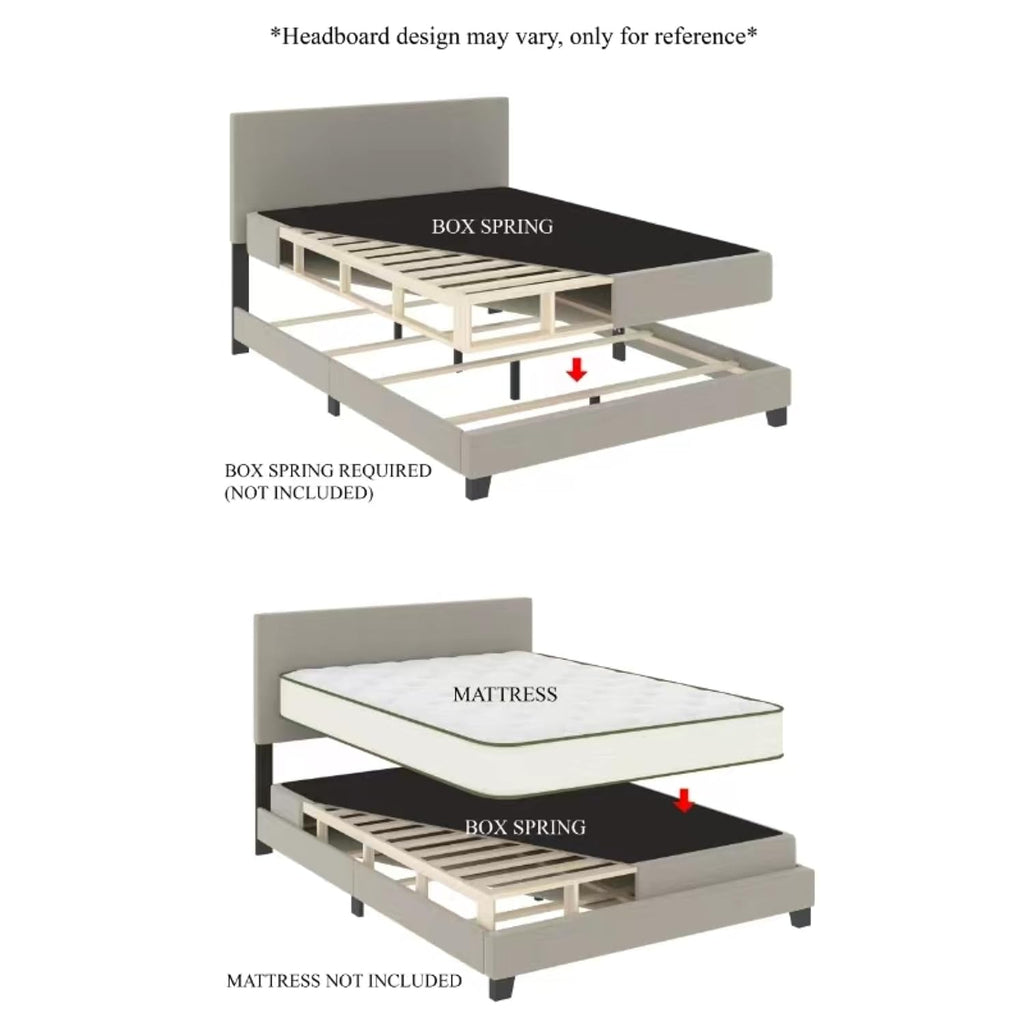 Queen Button Tufted Wingback Faux Leather Upholstered Bed, Gold