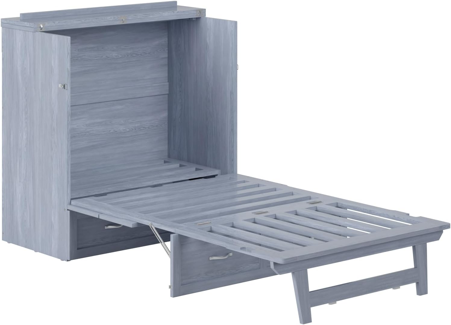 AFI, Northfield Murphy Bed Chest Twin XL with 6' Mattress, Storage Drawer & Built-in USB Charger, Driftwood