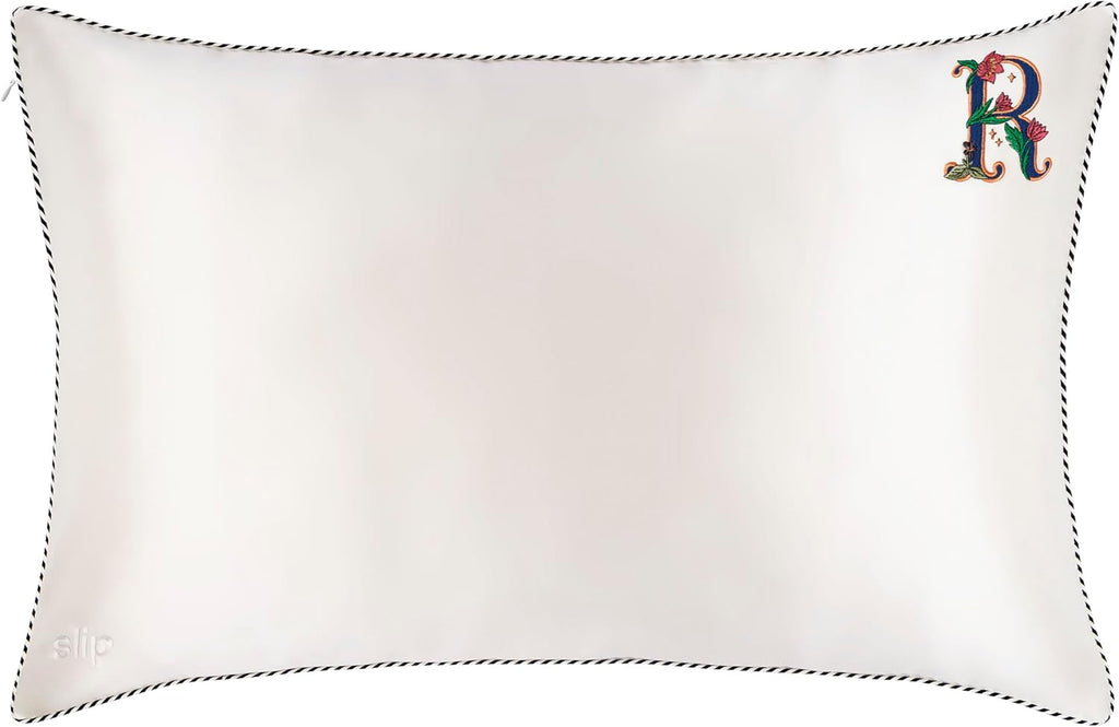 slip The Original Pure Silk Pillow Case - 100% Pure 22 Momme Mulberry Silk - Queen Size Standard Pillow Case - Anti-Aging, Anti-BedHead, Anti-Sleep Crease, Initial Collection: Letter R (20' x 30')