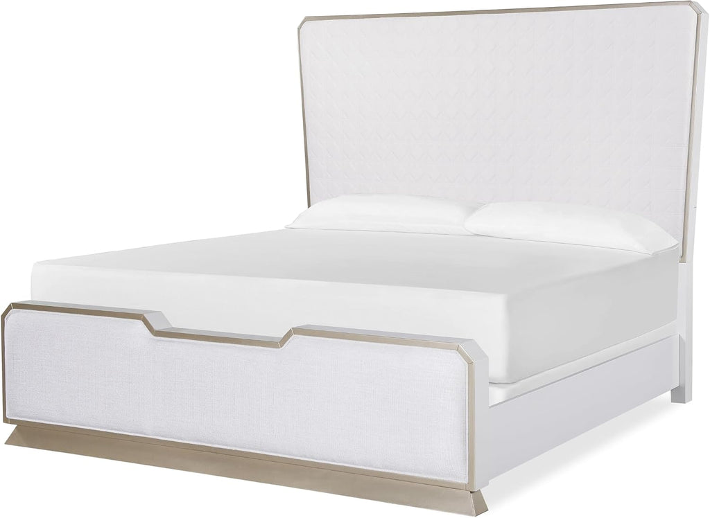 First of a Kind Dior Two Tone Luxury 5 Piece Queen Bedroom Set with Upholstered Tufted Headboard Modern Glam Design Coordinated Furniture Collection