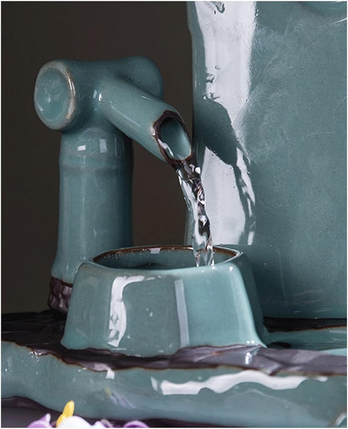 Indoor Water Fountain Tabletop Fountains Zen Chinese Flowing Water Ornaments Fountain Fengshui Lucky Living Room Office with Atomizer Creative Desktop Decorations Meditation Fountain