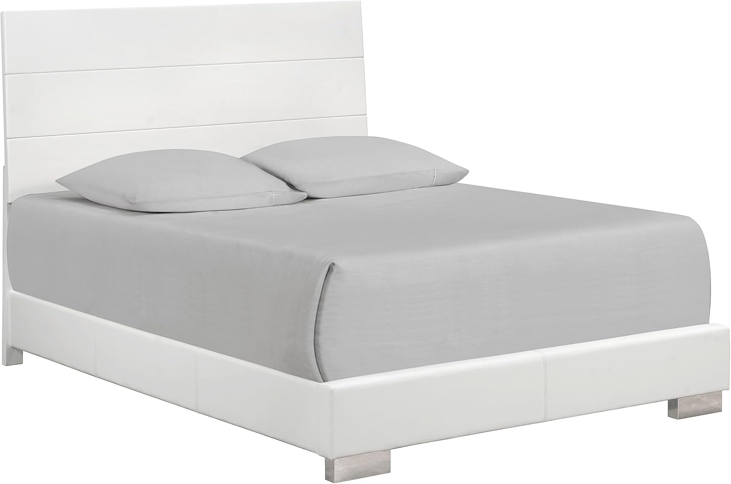 Coaster Home Furnishings Felicity Contemporary 5-Piece Bedroom Set Queen Size Panel Bed Frame 51-inch Headboard White High Gloss 203501Q-S5