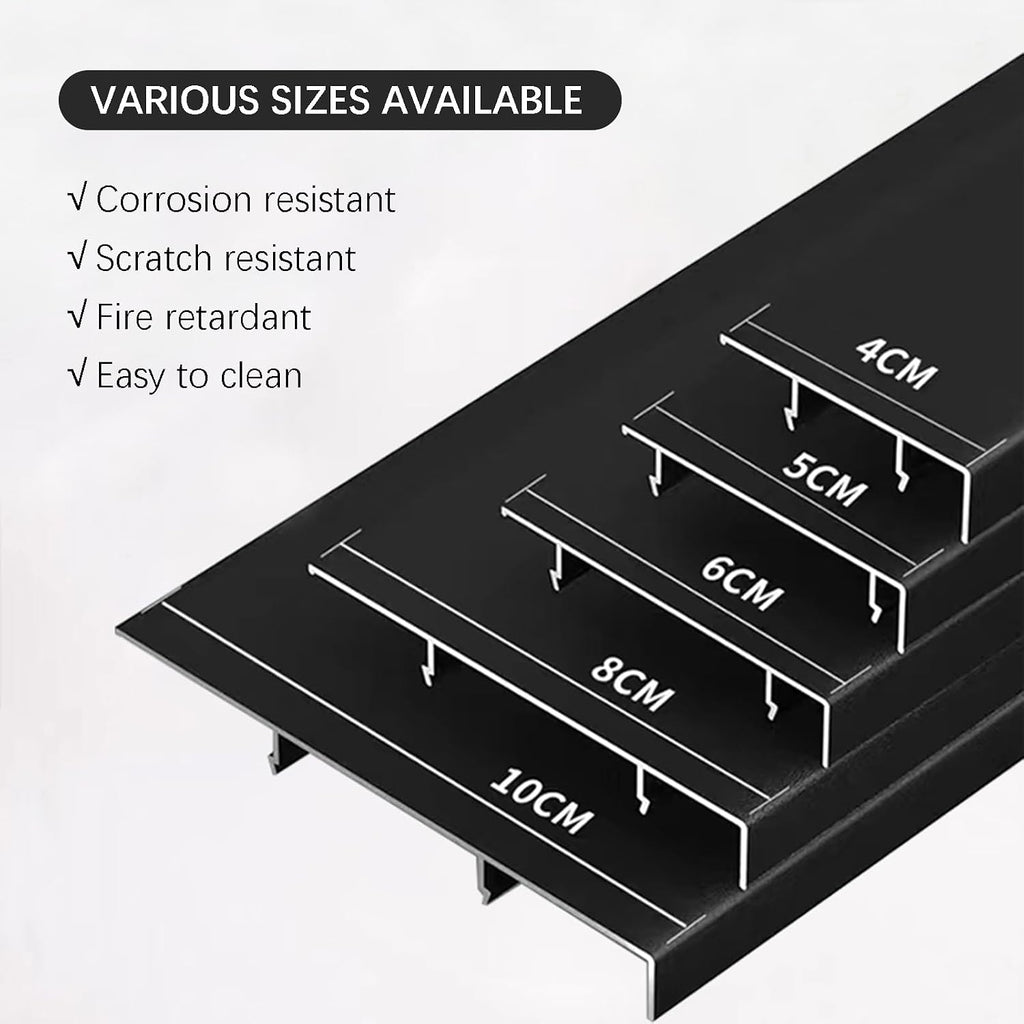 Aluminium Baseboard Molding Trim Height 100mm (3.94') Length 2500mm (8.2ft) Metal Wall Base Right Angle Aluminium Skirting Trim - Elevate Your Home Décor (Matte Black, 3pcs)