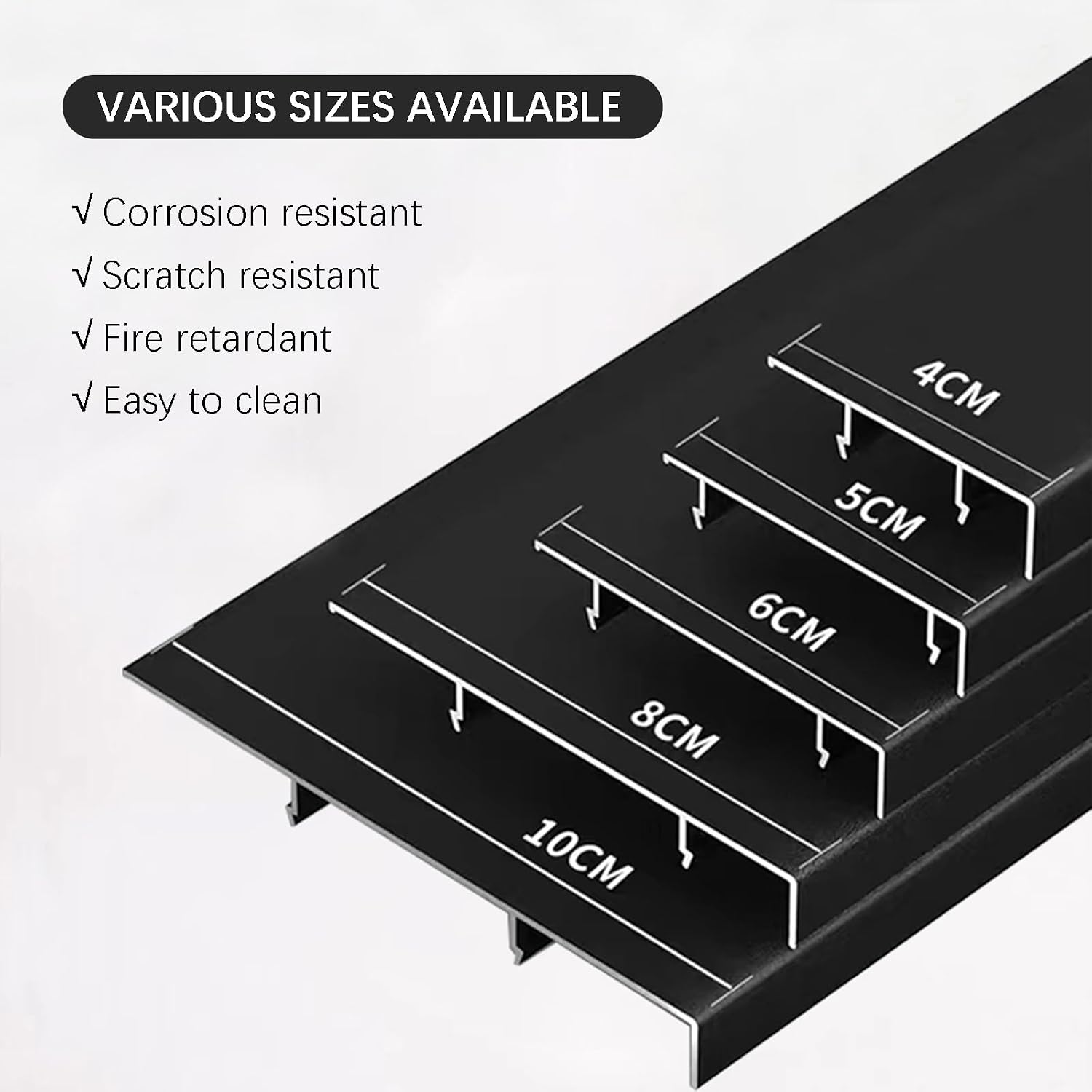 Aluminium Baseboard Molding Trim Height 100mm (3.94') Length 2500mm (8.2ft) Metal Wall Base Right Angle Aluminium Skirting Trim - Elevate Your Home Décor (Matte Black, 3pcs)