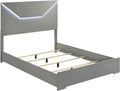 Coaster Home Furnishings Ives Contemporary 5-Piece Bedroom Set Queen Size LED Panel Bed Frame 57-inch Headboard Grey High Gloss 224971Q-S5