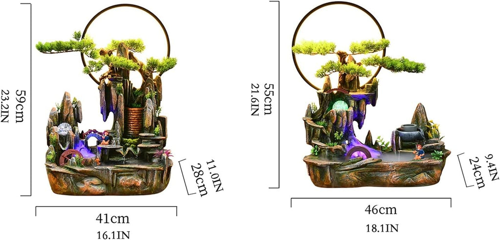 SUNESA Tabletop Fountain Tabletop Fountain Waterfall Feature - Indoor Rockery Cascading Waterfalls with Rolling Ball Waterwheel Living Room Coffee Table Decor Desktop Fountain (Color : Brass)