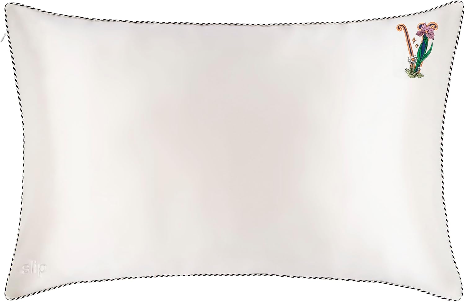 slip The Original Queen Pure Silk Pillow Case - 100% Pure 22 Momme Mulberry Silk - Queen Standard Size - Anti-Aging, Anti-BedHead, Anti-Sleep Crease, Initial Collection: Letter V (20' x 30')