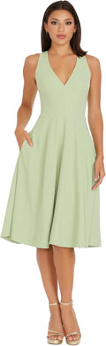 Dress the Population Women's Catalina Solid Sleeveless Fit & Flare Midi Dress