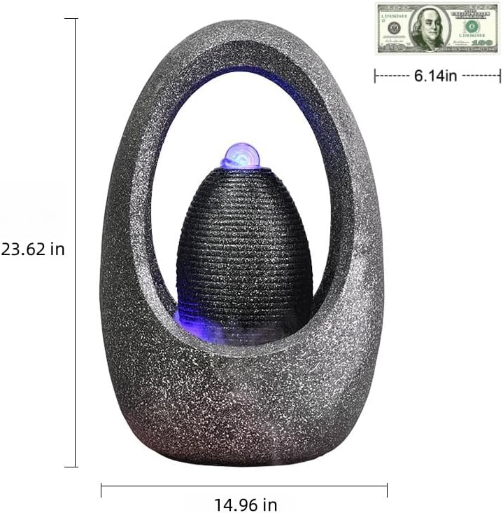 Tabletop Water Fountain Indoor - Water Fountain Decor for Meditation, Relaxation for Yoga, Study, Tea, Living Room, Office, Beauty Club Decor (Medium)