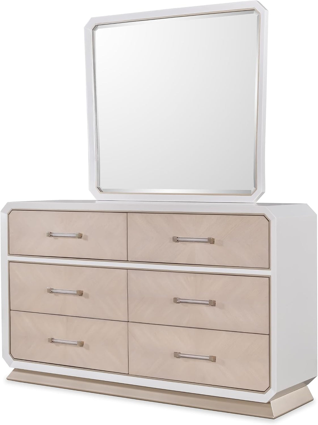 First of a Kind Dior Two Tone Luxury 5 Piece Queen Bedroom Set with Upholstered Tufted Headboard Modern Glam Design Coordinated Furniture Collection