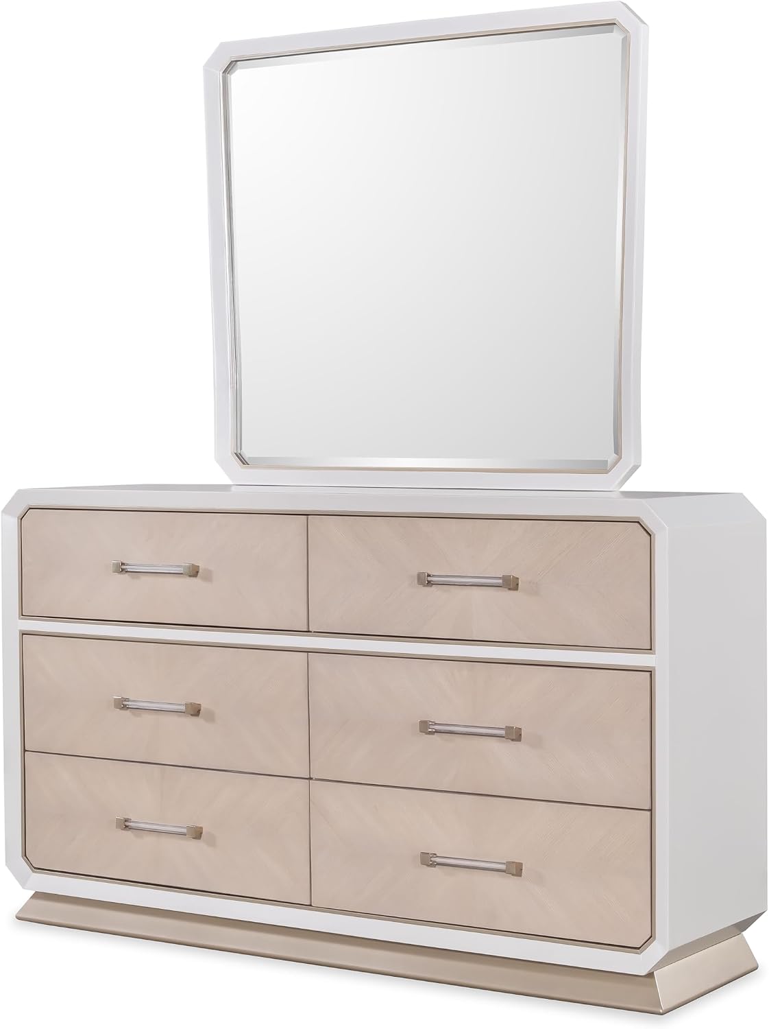 First of a Kind Dior Two Tone Luxury 5 Piece Queen Bedroom Set with Upholstered Tufted Headboard Modern Glam Design Coordinated Furniture Collection