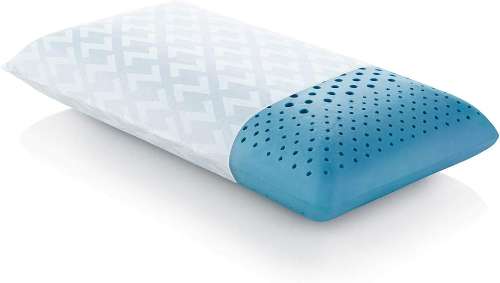 MALOUF Zoned Pillow Infused with Temperature Regulating Gel-New ACTIVEDOUGH Formula is Responsive, Supportive, and Plush-Mid Loft-Queen, Blue