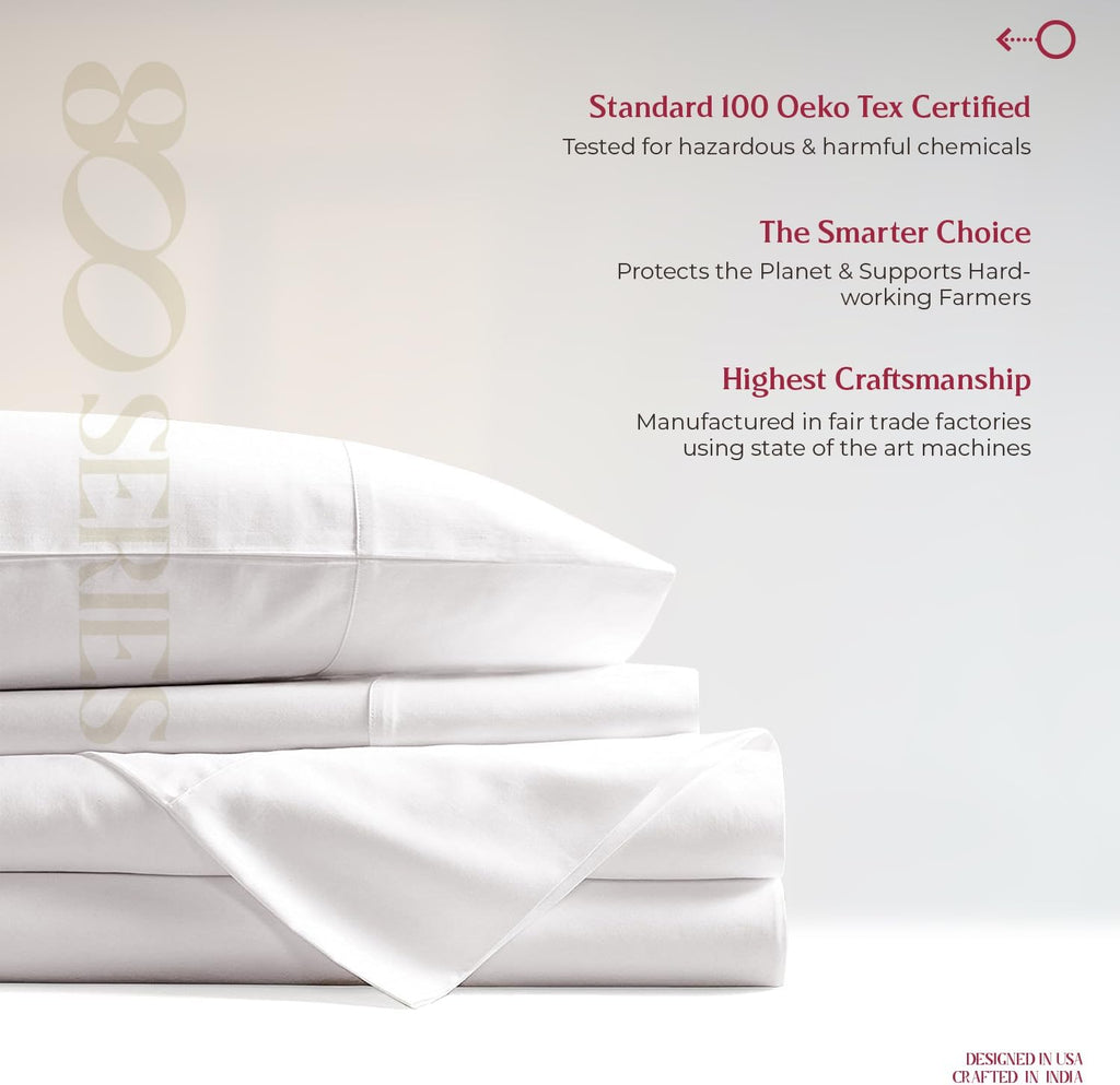 Mayfair Linen 100% Egyptian Cotton California King Sheet Sets - Luxury 800 Series Tranquil Collection Egyptian Cotton Cal King Sheets (6 PC, Ivory), Soft Cooling 16' Deep Pocket Hotel Sheet Set