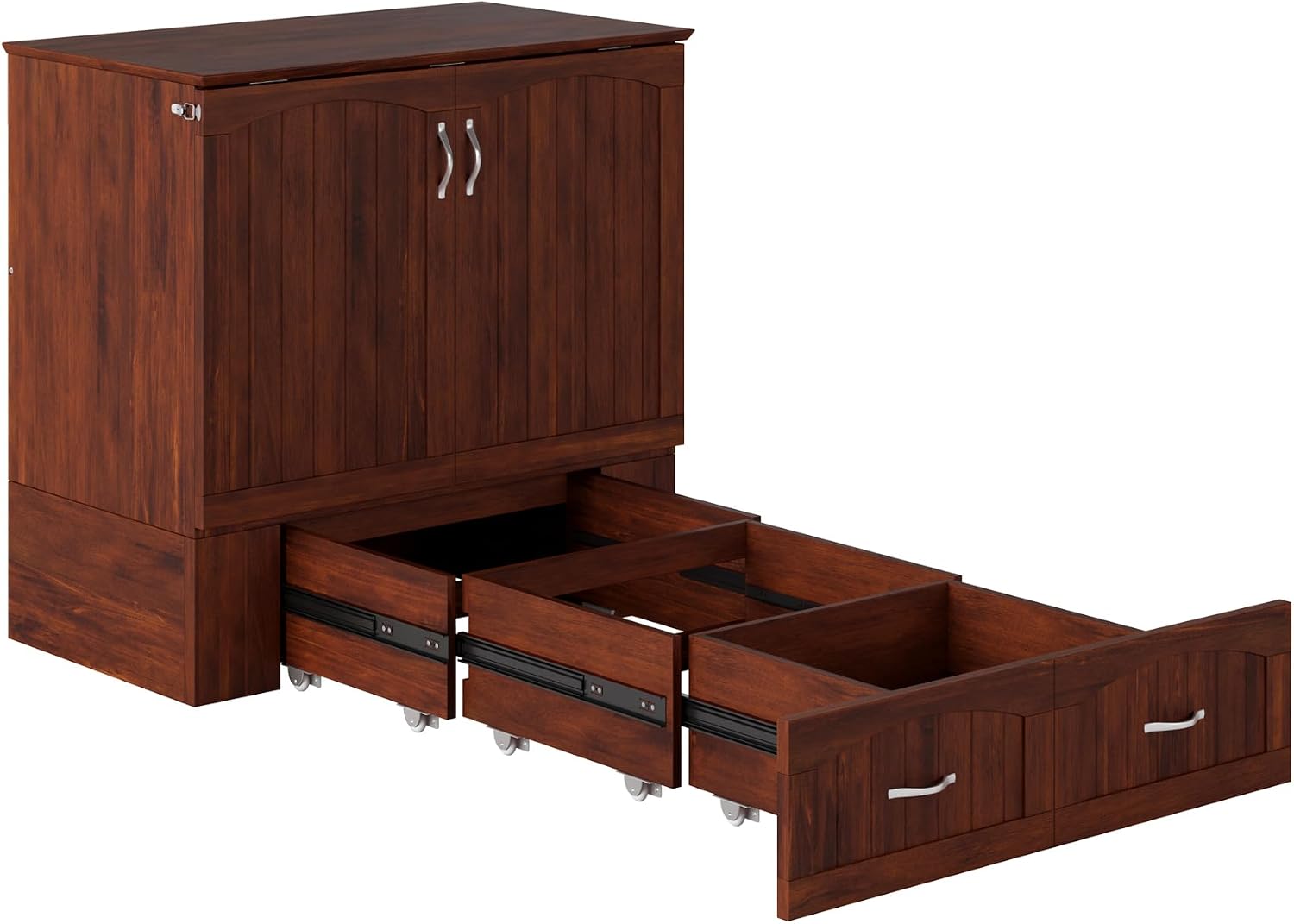 AFI, Southampton Murphy Bed Chest Twin XL with 6' Mattress, Storage Drawer & Built-in USB Charger, Walnut