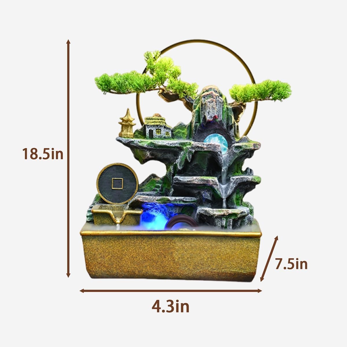 Table Fountain, Waterfall Tabletop, Fountains Indoor, Water Fountain Indoor Decoration, Relaxing Nature Feeling, for Office, Bedroom, Living Room