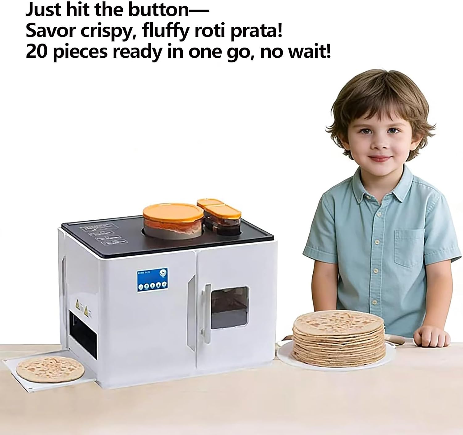 Fully Automatic Roti Chapati Maker Chapati Tortilla Pancake Flatbreads Pita Making Machine One Key to Make 20 Pcs/One Time for Chapati, Flour Tortilla, Dosa, Tawa