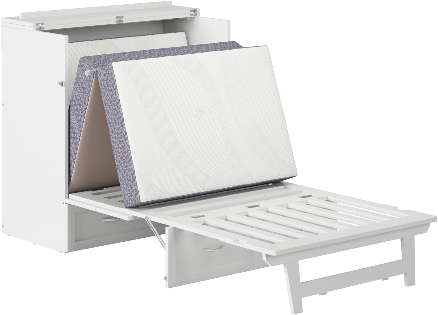 AFI, Northfield Murphy Bed Chest Twin XL with 6' Mattress, Storage Drawer & Built-in USB Charger, White