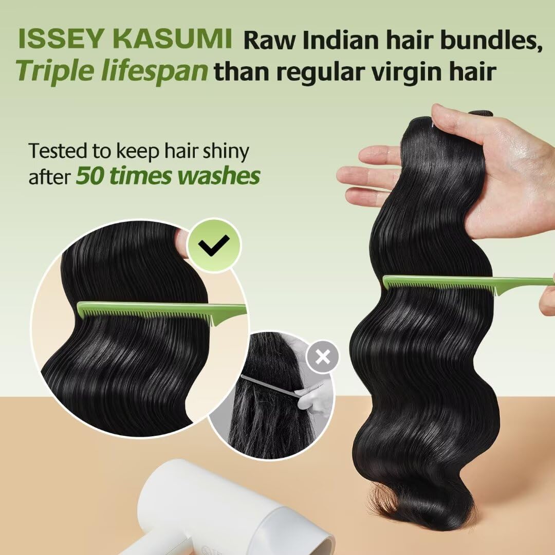 Body Wave Bundles Human Hair,100% Unprocessed Indian Raw Hair Single Bundle(6 Inch),Triple The Lifespan Over Regular Virgin Hair,No Tangle,No Shedding,Keep Soft and Silky After Multiple Washes