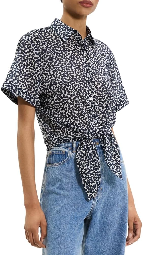 Theory Women's Tie Front Ss Bl