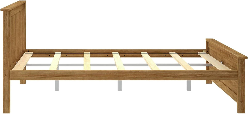 Plank+Beam Solid Wood Queen Bed Frame, Platform Bed with Headboard, Pecan