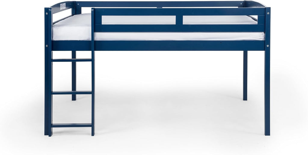Camaflexi Tribeca Wood Low Loft Bed Frame / 14 Wood Slats Support and 1 Center Support/No Box Spring Necessary/Easy Assembly/Full - Blue