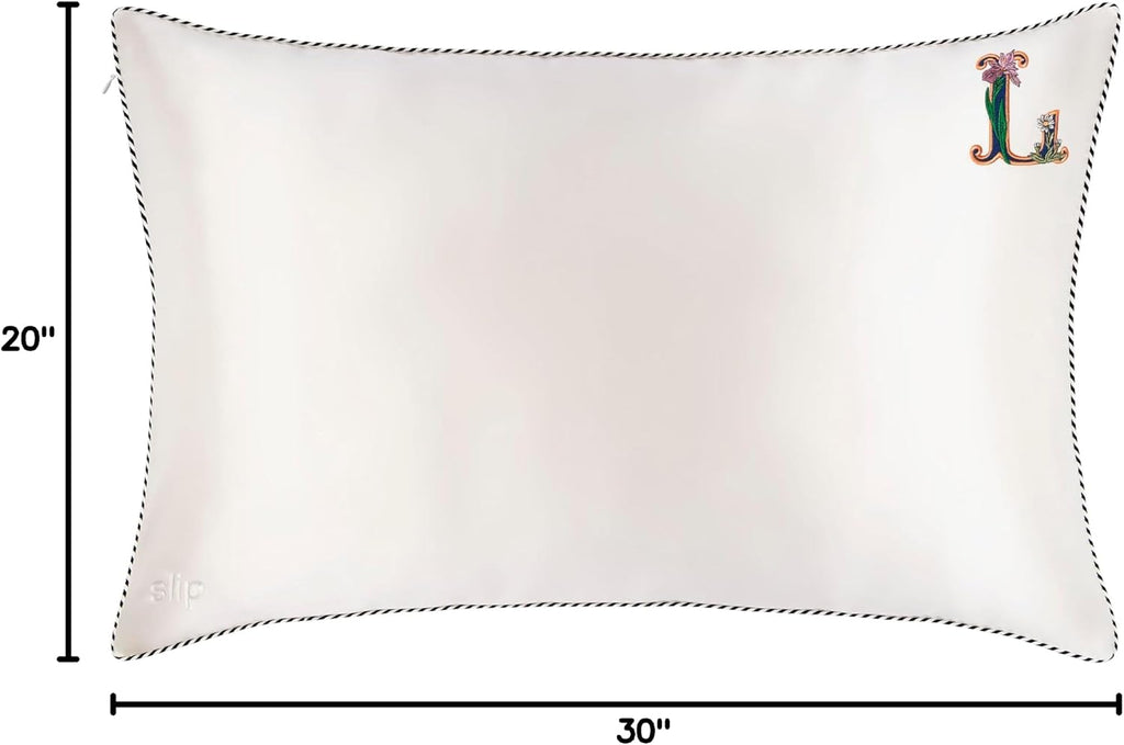 slip The Original Queen Pure Silk Pillow Case - 100% Pure 22 Momme Mulberry Silk - Queen Standard Size - Anti-Aging, Anti-BedHead, Anti-Sleep Crease, Initial Collection: Letter L (20' x 30')