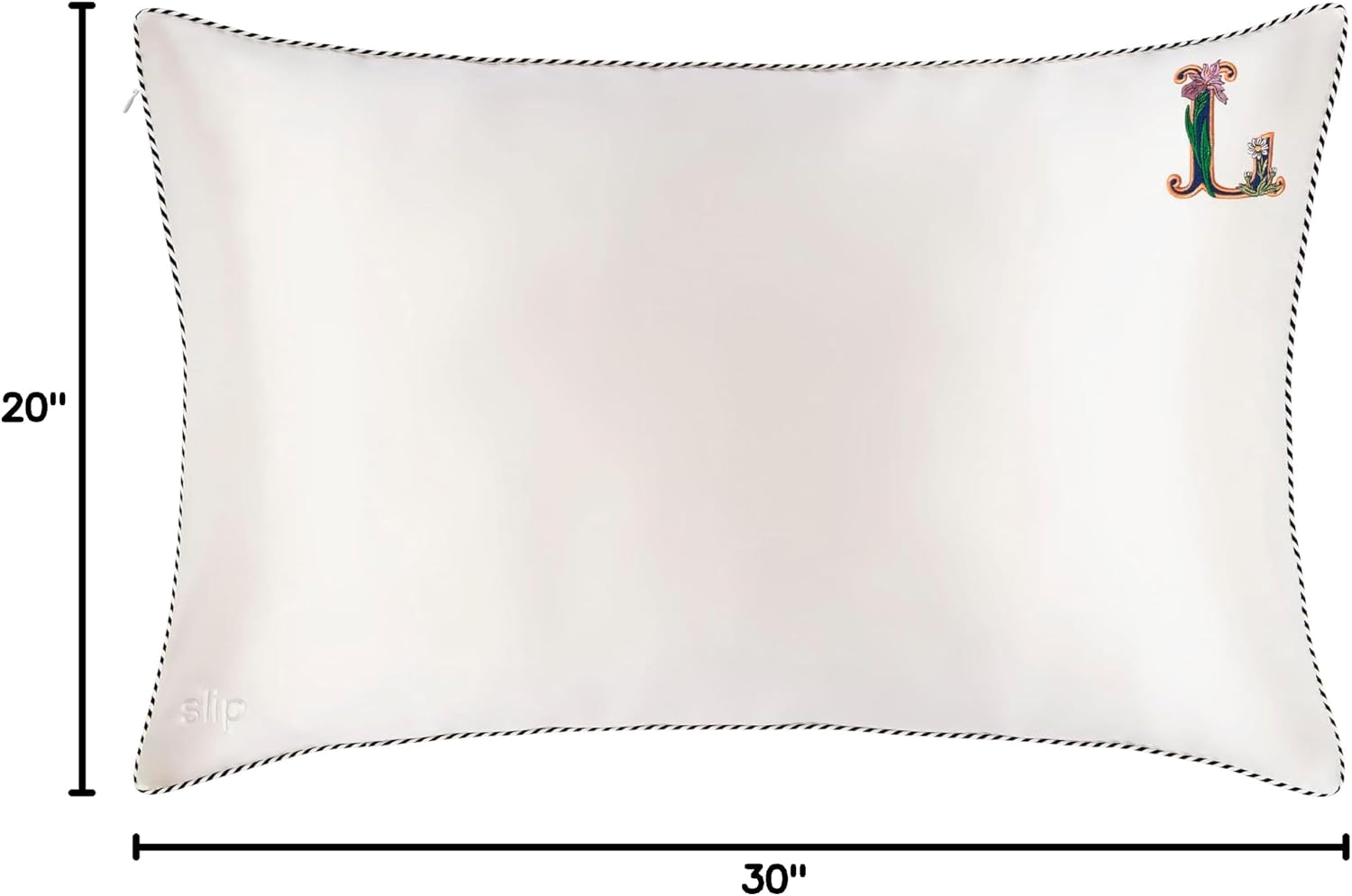 slip The Original Queen Pure Silk Pillow Case - 100% Pure 22 Momme Mulberry Silk - Queen Standard Size - Anti-Aging, Anti-BedHead, Anti-Sleep Crease, Initial Collection: Letter L (20' x 30')