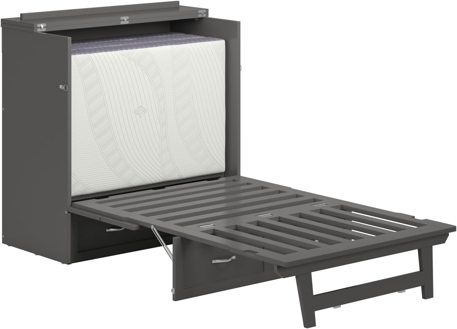 AFI, Northfield Murphy Bed Chest Twin XL with 6' Mattress, Storage Drawer & Built-in USB Charger, Grey