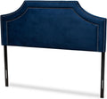 Baxton Studio Avignon Modern and Contemporary Navy Blue Velvet Fabric Upholstered Queen Size Headboard
