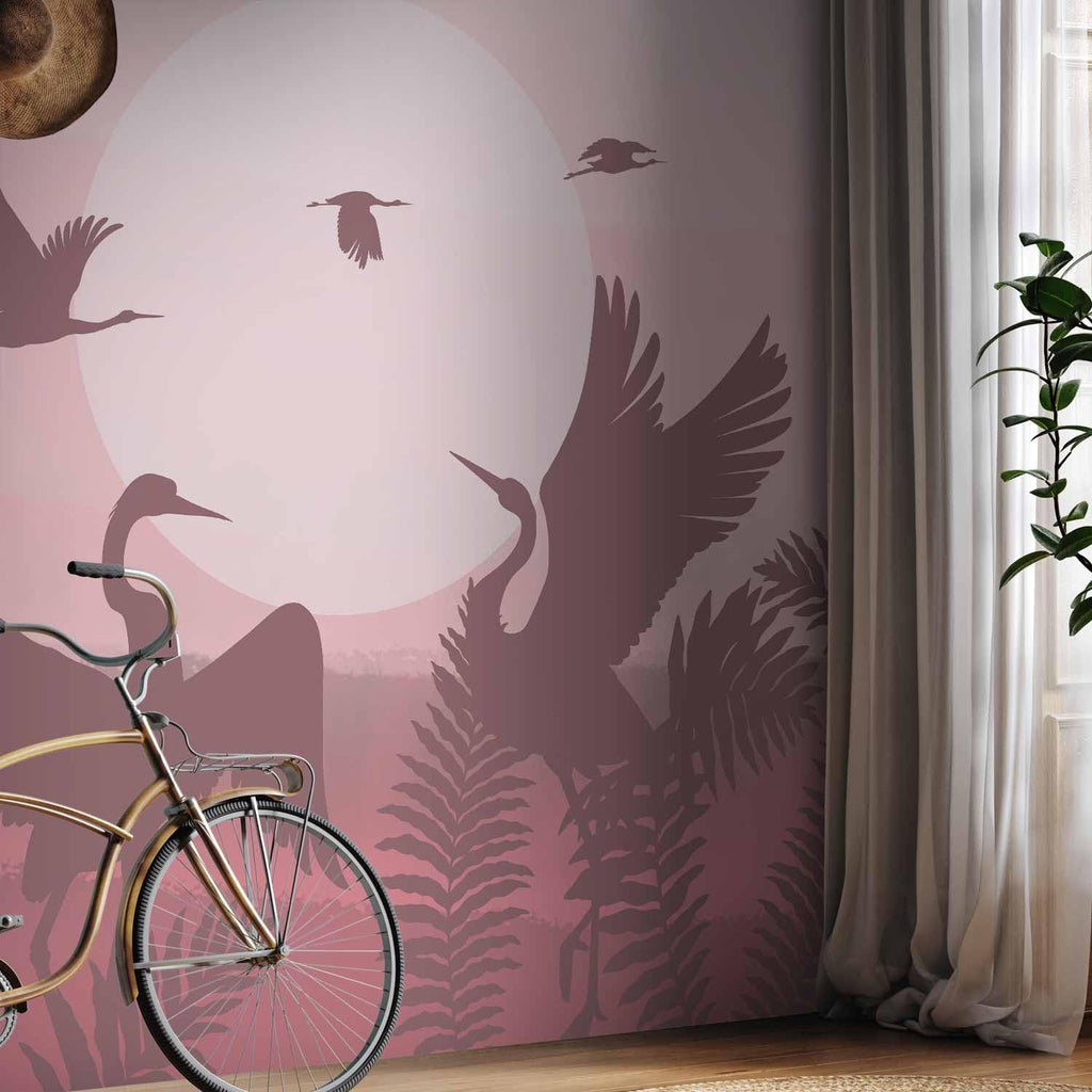artgeist Premium Wall Mural Nature 157x110 in - Non-Woven Wallpaper Fleece Wall Decor Photo Print Picture Image Design Home Mural Crane Birds Landscape g-C-10093-a-c