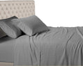 Royal Tradition Damask Striped 600-Thread-Count, 100-Percent Cotton Split-King 5PC Sheets Set for Adjustable Beds, Grey