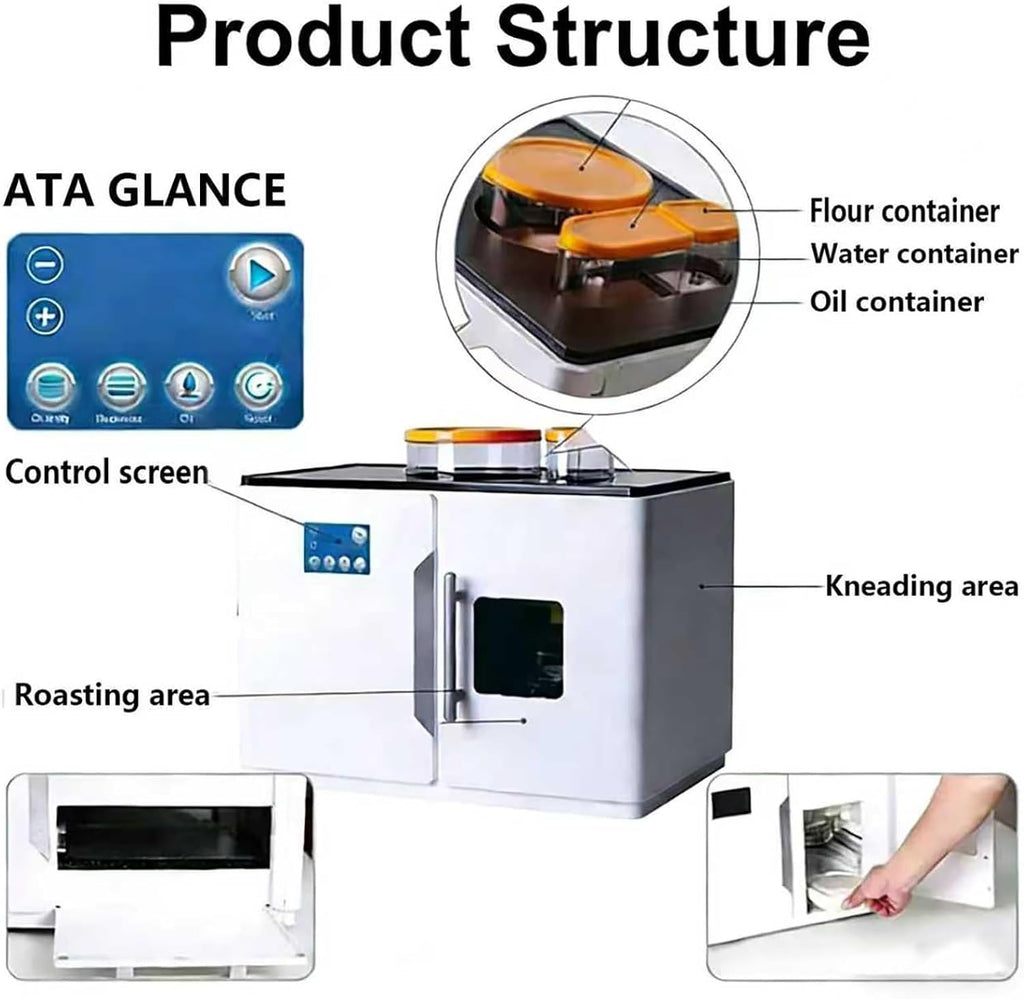 Fully Automatic Roti Chapati Maker Chapati Tortilla Pancake Flatbreads Pita Making Machine One Key to Make 20 Pcs/One Time for Chapati, Flour Tortilla, Dosa, Tawa
