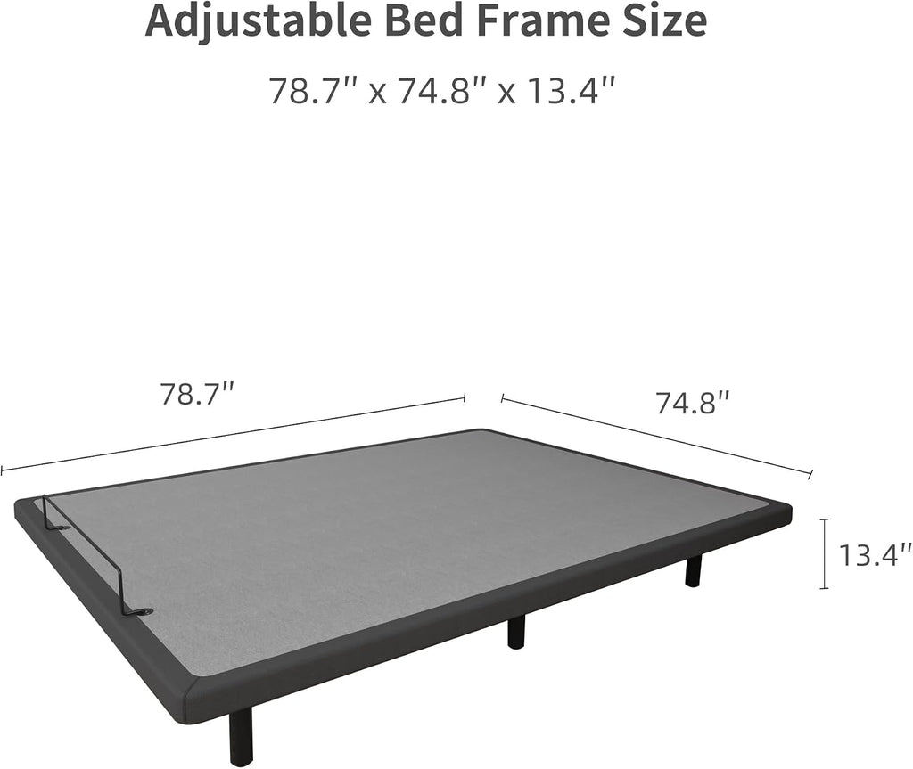 ESHINE Adjustable Bed Frame Smart Bed King - Electric Upholstered Bed Base with Massage, Wireless Remote, Ergonomic Foot&Head Incline, Zero Gravity, Dual USB Ports, Under Bed Light, 3100 Series Grey